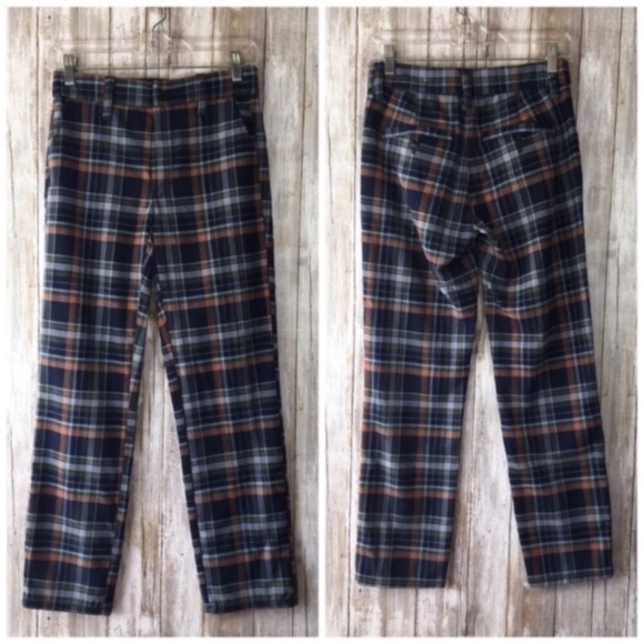 American Eagle Outfitters Pants - American Eagle Super High Rise Stretch Skinny Blue Plaid Trousers